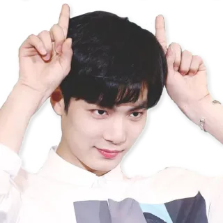 👆 hombre, persona, K-pop, ídolo, sonrisa, orejas, lindo, feliz whatsapp sticker