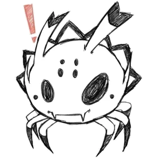 👀 spider, monster, exclamation mark, cute, cartoon, drawing telegram sticker