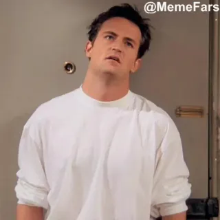 😞 Chandler Bing Friends @MemeFars มีม, แชนด์เลอร์, เฟรนส์, ตลก, ตลกขบขัน, รายการทีวี telegram sticker