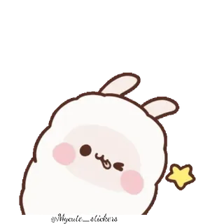 😉 可爱, 卡通, 动物, 卡哇伊, 迷人, 兔子, 星星 telegram sticker