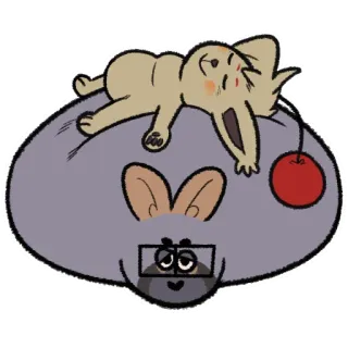🥞 น่ารัก, สัตว์, การ์ตูน, กระต่าย, แมว, ง่วง telegram sticker