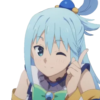 😉 Aqua Konosuba Anime, Karakter, Aqua, Konosuba, Kedipan, Lucu telegram sticker