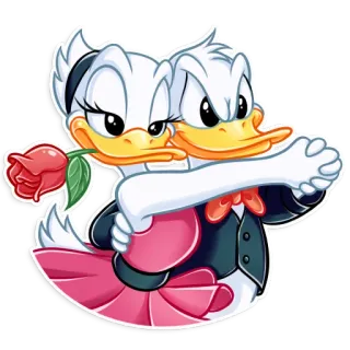 💃 Donald Duck Desenho animado, Patos, Amor, Fofo, Romance, Rosa telegram sticker