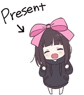 🎁 Present Anime, Garota, Fofo, Desenho animado, Presente, Kawaii telegram sticker