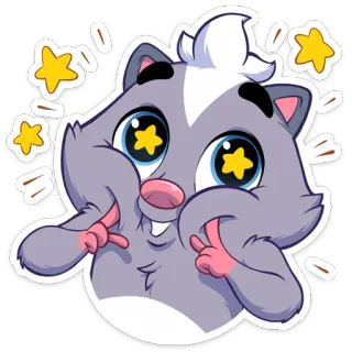 🤩 tier, cartoon, süß, aufkleber, stinktier, lustig, entzückend telegram sticker