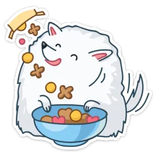 🍬 chien, manger, nourriture, mignon, animal, dessin animé, autocollant telegram sticker