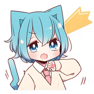 🤴 หูแมว, อนิเมะ, มังงะ, น่ารัก, คาวาอิ, ผมสีฟ้า telegram sticker