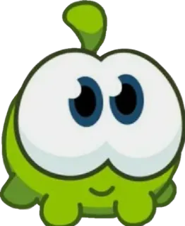 🥹 Om Nom Cut the Rope mostro, verde, cartone animato, gioco, carino telegram sticker