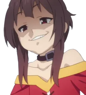 😈 Megumin Konosuba Anime, Megumin, Konosuba, Sorriso irônico, Engraçado, Personagem, Mangá telegram sticker