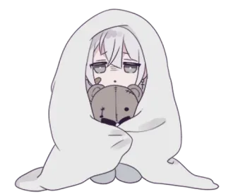 🍙 Anime, Niedlich, Teddybär, Traurig, Decke telegram sticker