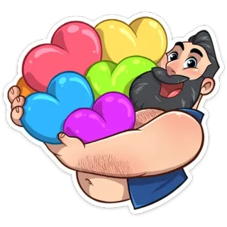 ❤️ мужчина, сердца, любовь, праздник, стикер, борода, мультфильм telegram sticker
