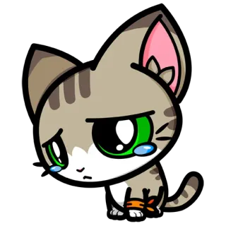 😥 gato, triste, anime, dibujo animado, mascota telegram sticker