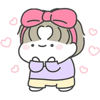 😊 Cartoon, Süß, Mädchen, Schleife, Herzen, Niedlich telegram sticker