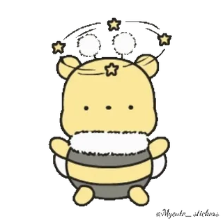 🍯 uroczy, niedźwiedź, żółty, kreskówka, zwierzę, gwiazda whatsapp sticker