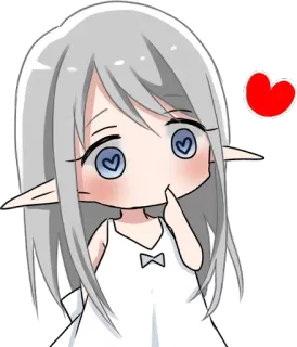 😍 Anime, Elfo, Coração, Bonito, Menina whatsapp sticker