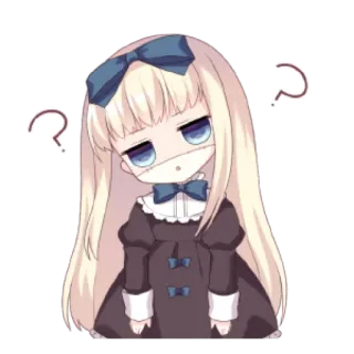 🐱 Anime, Meisje, Schattig, Vraag, Chibi whatsapp sticker