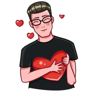 😘 amour, coeur, homme, affection, dessin animé, câlin whatsapp sticker