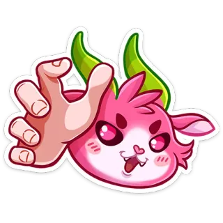 🫵 Cartone animato, Animale, Rosa, Carino, Mano, Adesivo telegram sticker
