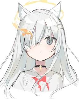 😠 Chica anime, Pelo blanco, Ángel, Halo, Ilustración telegram sticker