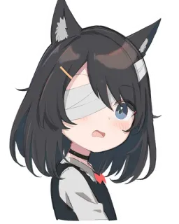 😧 Anime, Chica, Orejas de gato, Herida, Vendaje, Lindo, Manga telegram sticker
