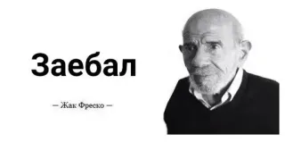 🌟 Jacque Fresco Заебал Жак Фреско, оскорбительный, русский, текст, лицо, портрет telegram sticker