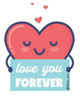 ❤️ love you FOREVER 사랑, 하트, 영원히, 만화, 발렌타인 데이, 로맨틱 telegram sticker
