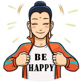 😊 BE HAPPY gelukkig, boeddha, persoon, positief, inspirerend telegram sticker