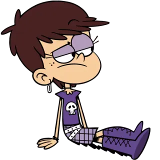 😐 Luna Loud The Loud House dessin animé, ennuyé, ado, violet, crâne telegram sticker