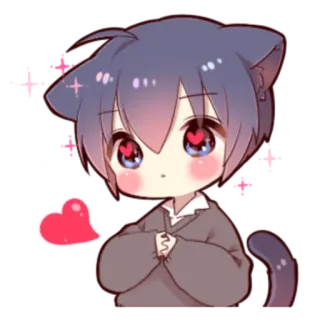 🍓 anime, gato, kawaii, coração, brilhos telegram sticker
