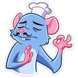 🧑‍🍳 ratón, chef, cocina, ok, mano italiana, comida, dibujos animados telegram sticker