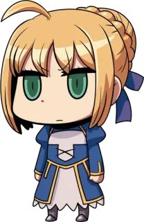 😐 Artoria Pendragon Fate/stay night อนิเมะ, จิบิ, เซเบอร์, เฟท, ตัวละครวิดีโอเกม, ผู้หญิง telegram sticker