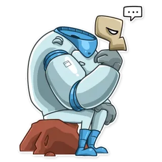 🤔 Roboter, denkend, Cartoon, traurig, einsam, nachdenklich whatsapp sticker
