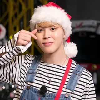 ❤️ Jimin Jimin, BTS, K-Pop, Boże Narodzenie, czapka Świętego Mikołaja, słodki, koreański telegram sticker