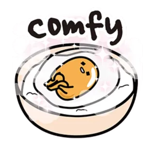 😌 comfy ovo, fofo, comida, kawaii, preguiçoso, confortável, relaxante telegram sticker