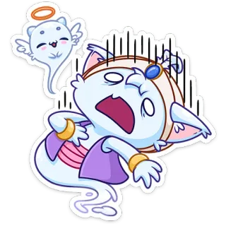 🤦‍♀️ kartun, hantu, kucing, roh, malaikat, takut, kawaii telegram sticker