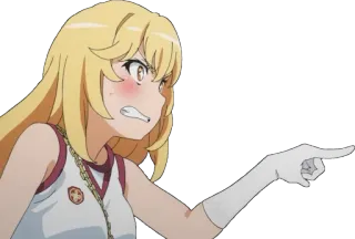 👉 Anime, Indicare, Arrabbiato, Personaggio, Ragazza, Bionda telegram sticker