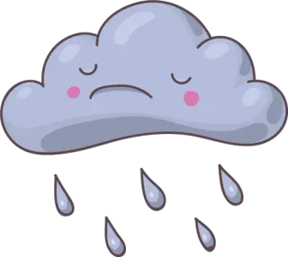 🌧 nuvem, triste, chuva, tempo, desenho animado telegram sticker