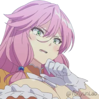 🤢 animé, fille, cheveux roses, sérieux, mignon telegram sticker
