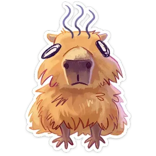 😵 капибара, животное, грызун, милый, уставший, в стрессе telegram sticker