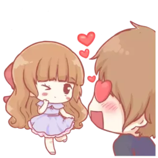 😍 kawaii, love, hearts, cute, cartoon, girl, boy telegram sticker