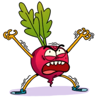 😡 Cartoon, Rübe, Gemüse, Wütend, Figur telegram sticker