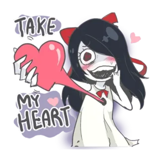 🧐 TAKE MY HEART coeur, dessin animé, amour, prendre, mignon telegram sticker