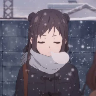 🎭 Anime, Mädchen, Winter, Schnee, Schal, süß telegram sticker