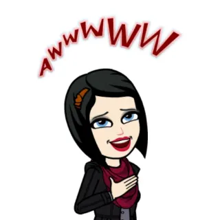 😥 AWWWW bitmoji, 女性, 幸せ, かわいい, アニメ telegram sticker