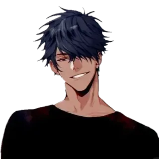 🚬 anime, uśmiech, ciemne włosy, mężczyzna, przystojny telegram sticker