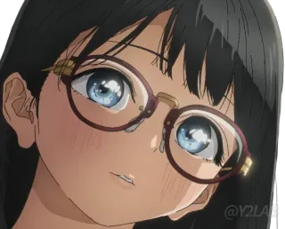 😊 @Y2LAB Anime, Ragazza, Occhiali, Carino, Ritratto, Animazione whatsapp sticker