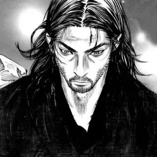 🤍 Miyamoto Musashi Vagabond Manga, Samurai, Schwert, Kampf, Historisch, Katana telegram sticker