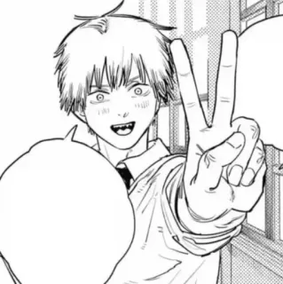 ⛓ Denji Chainsaw Man Anime, Manga, Chainsaw Man, Denji, Friedenszeichen whatsapp sticker