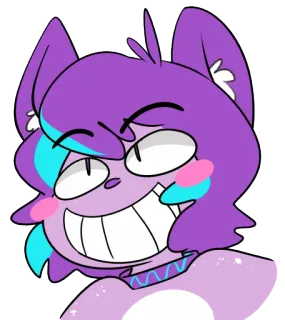 😀 การ์ตูน, แมว, สีม่วง, น่ารัก, ยิ้ม, อนิเมะ telegram sticker