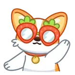 🤩 corgi, cane, carino, animale, occhiali da sole, fragola, cartone animato telegram sticker